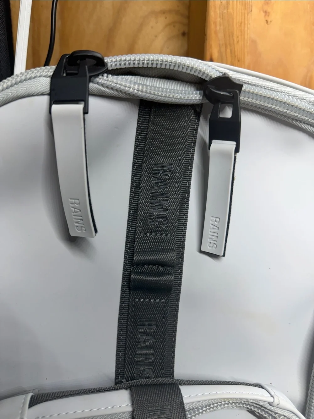 RAINS Waterproof Backpack Light Gray Removable Front Pouch Laptop Bag